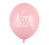 Balionas "Happy birthday", rausvas (30 cm)