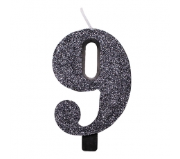 Žvakutė "9", juoda blizgi