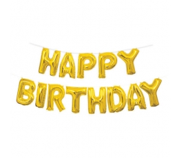 Folinių balionų rinkinys "Happy birthday", auksinis (35 cm)