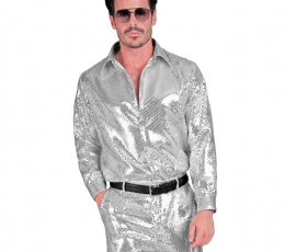 Disco marškiniai, sidabriniai žvilgantys (L/XL)
