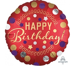 Folinis balionas "Happy Birthday Dots" (45 cm)