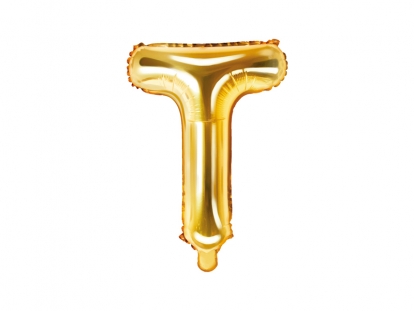 Folinis balionas-raidė "T", auksinis (35 cm)