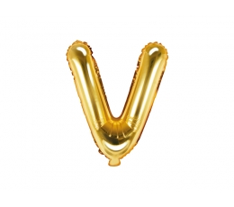 Folinis balionas-raidė "V", auksinis (35 cm)