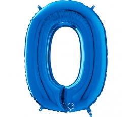 Folinis balionas-skaičius "0", mėlynas (66 cm)