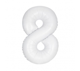 Folinis balionas-skaičius "8", baltas (86.3 cm)
