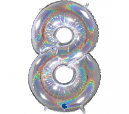 Folinis balionas-skaičius "8", holografinis (66 cm)