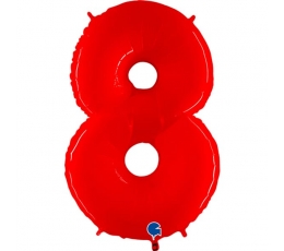 Folinis balionas-skaičius "8", raudonas (102 cm)