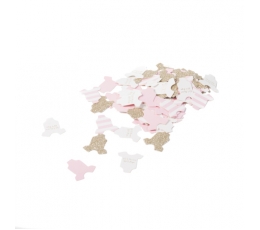 Konfeti "Baby girl", rausvi-auksiniai (100 vnt./3 cm)