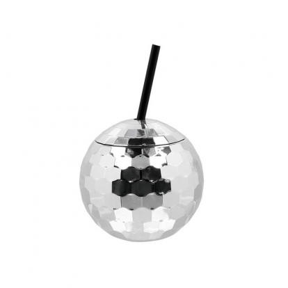 Dekoratyvinis indelis su šiaudeliu "Disco kamuolys" (11 cm)