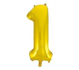 Folinis balionas "1", auksinis (85 cm)