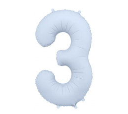 Folinis balionas "3", pastelinis melsvas (85 cm)