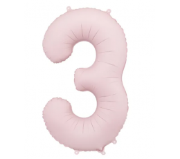 Folinis balionas "3", pastelinis rausvas (85 cm)