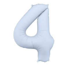 Folinis balionas "4", pastelinis melsvas (85 cm)