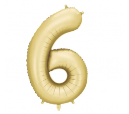 Folinis balionas "6", auksinis (86 cm), auksinis matinis