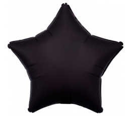 Folinis balionas "Juoda žvaigždė", matinis (48 cm)