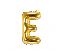 Folinis balionas-raidė "E", auksinis (35 cm)