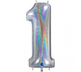 Folinis balionas-skaičius "1", holografinis (66 cm)
