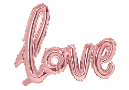 Folinis balionas-užrašas "Love", rožinio aukso (73x59 cm)