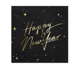 Servetėlės "Happy New Year", juodos (20 vnt.)