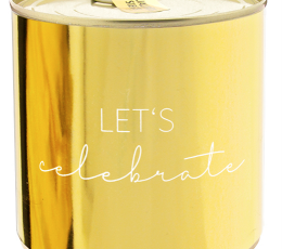 Staigmena-pyragėlis skardinėje "Let's celebrate", su žvakute (8,5 cm/140 g.)