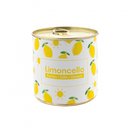 Staigmena-pyragėlis skardinėje "Limoncello", su žvakute (8,5 cm/130 g.)