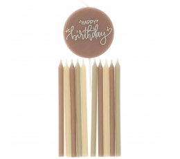 Žvakučių rinkinys "Happy Birthday", kreminis-rusvas (11 vnt.)