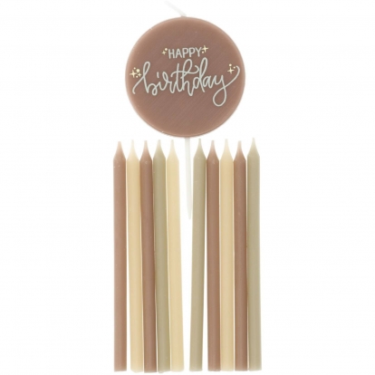 Žvakučių rinkinys "Happy Birthday", kreminis-rusvas (11 vnt.)