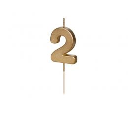 Žvakutė "2", auksinė (4,5 cm)