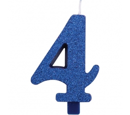 Žvakutė "4", mėlyna (9,5 cm)