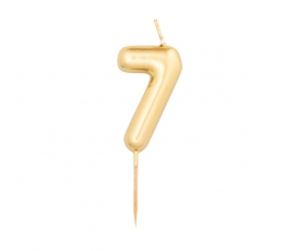 Žvakutė "7", auksinė (8 cm)