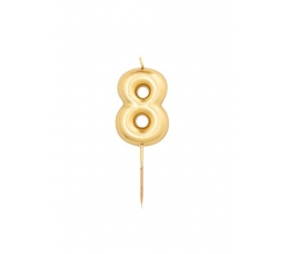 Žvakutė "8", auksinė (8 cm)
