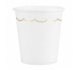 Puodeliai, balti su auksu (8 vnt./200 ml)