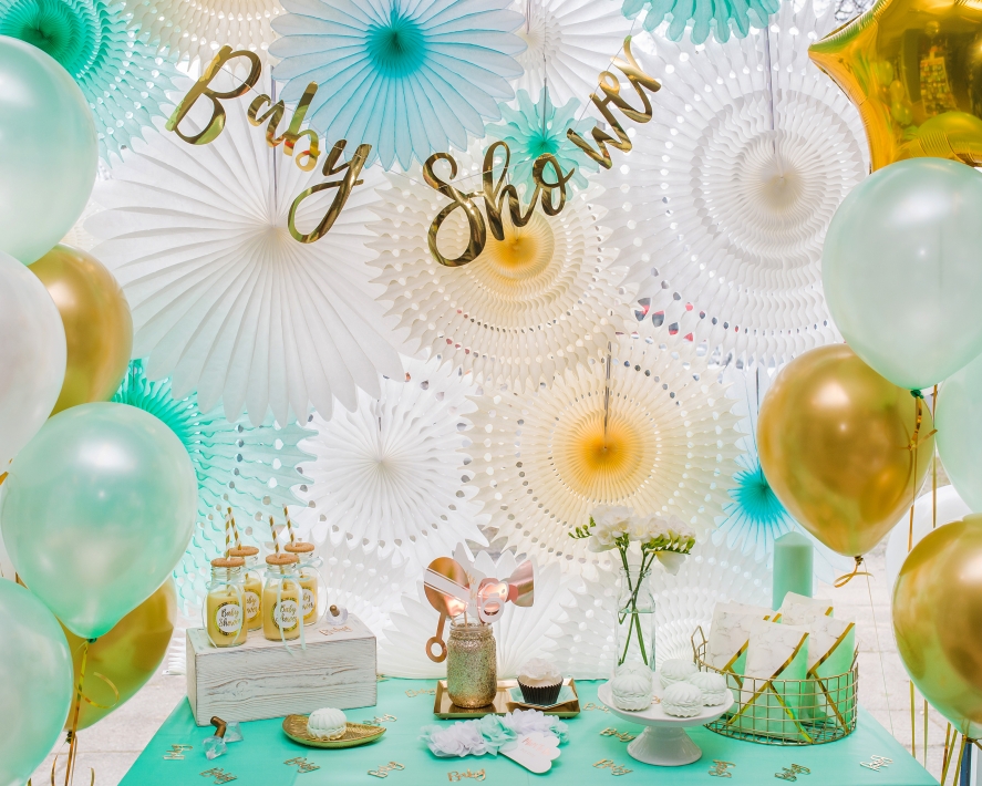 Stilingas ir kitoks „Baby Shower“ vakarėlio dekoras