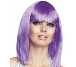 Vidutinio ilgio plaukų perukas, neoninis violetinis