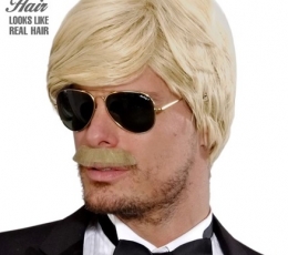 Vyriškas perukas su ūsais "Blonde Playboy"