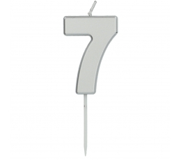 Žvakutė-smeigtukas "7", sidabrinė