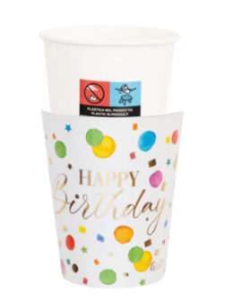 Puodeliai "Gimtadienio taškeliai" (8 vnt./250 ml)